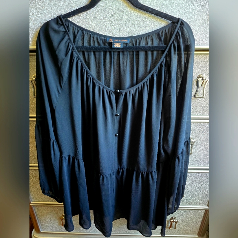 Love & Legend Sheer Peplum Blouse, Size 20